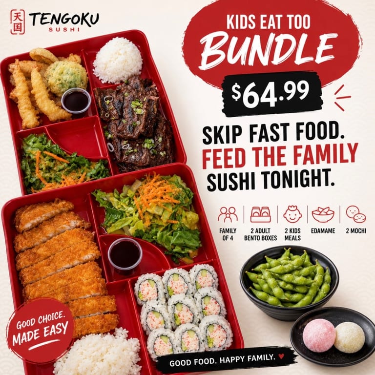 Kids Eat Too Bundle at Tengoku Sushi 🍱