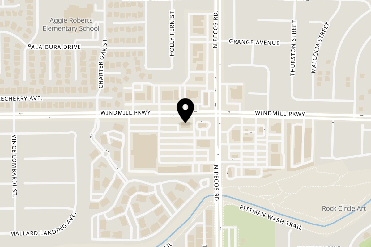 Map showing the location of Tengoku Sushi on 2603 Windmill Parkway in Henderson